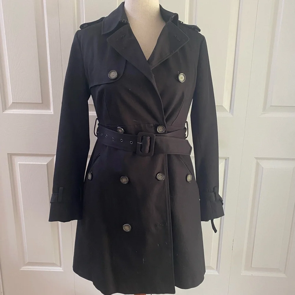Sinclaire 10 Elegant Black Bow Trench Coat - Picture 3 of 10